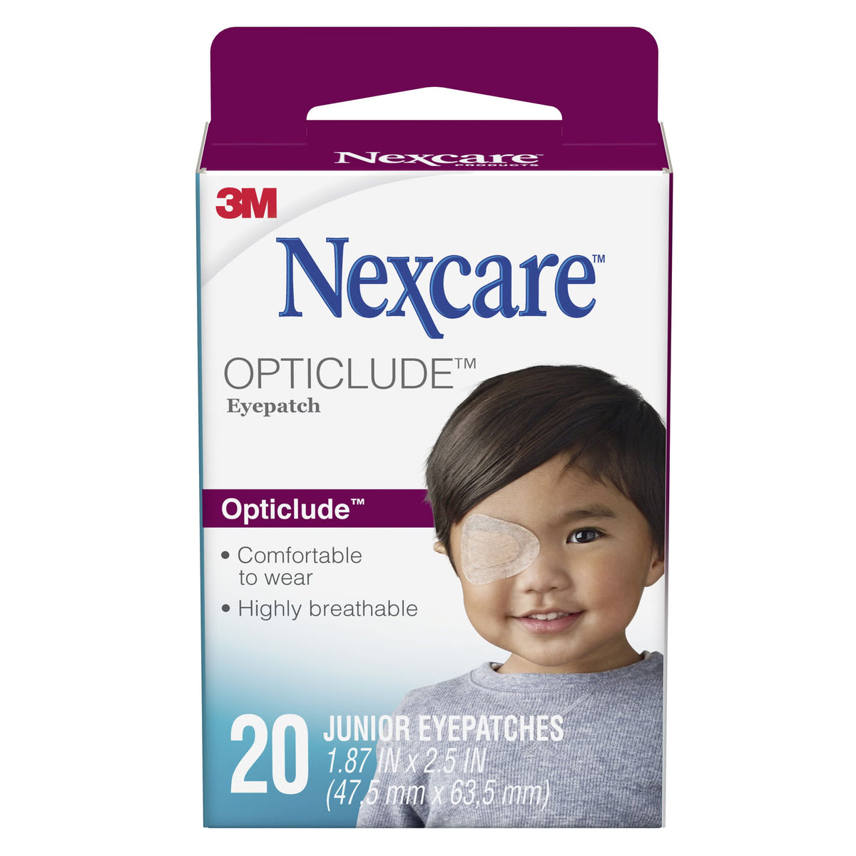 Nexcare™ Opticlude™ Orthoptic Eye Patch, 47.5 x 63.5 Millimeter, BX/20