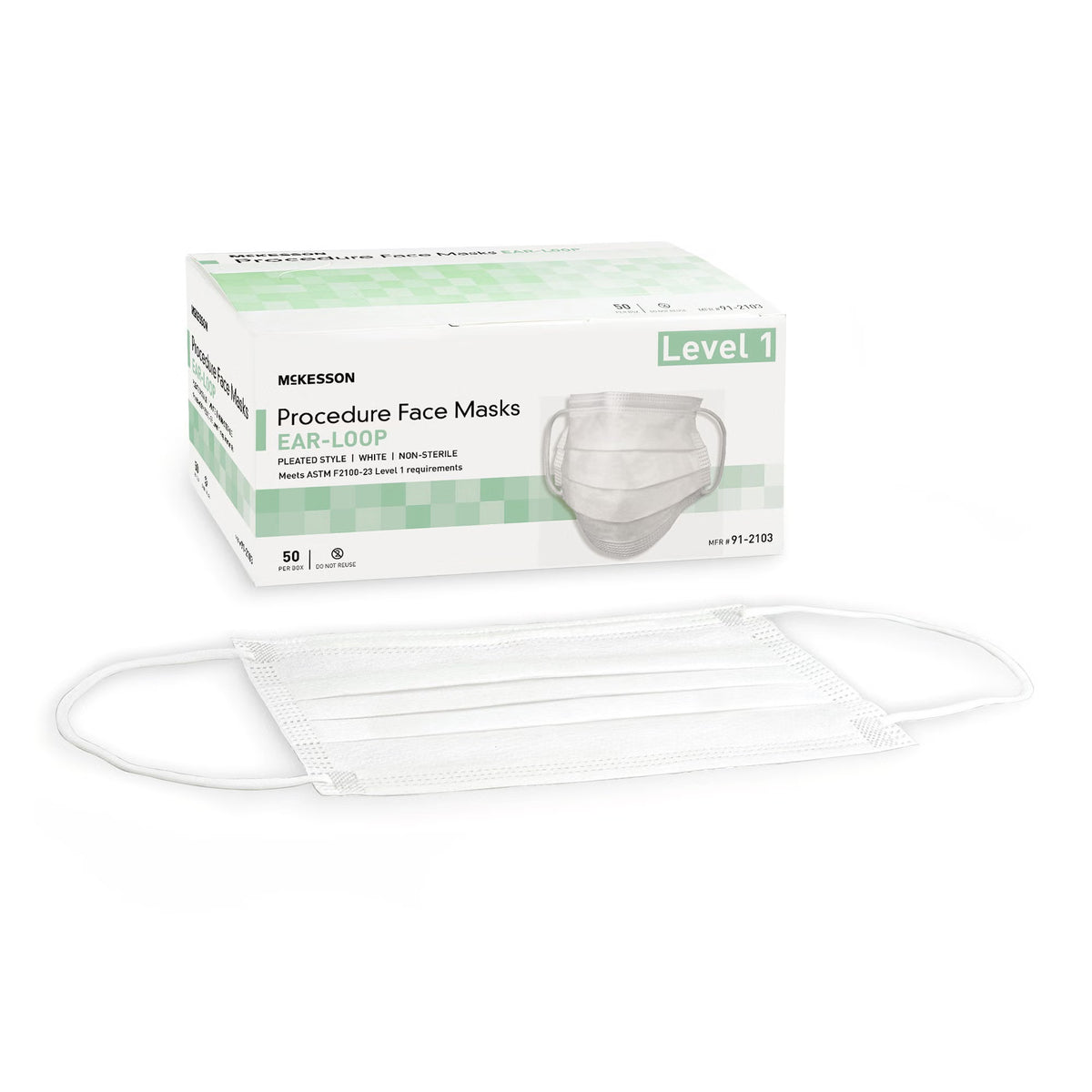 McKesson ASTM Level 1 Medical Face Masks, White, BX/50