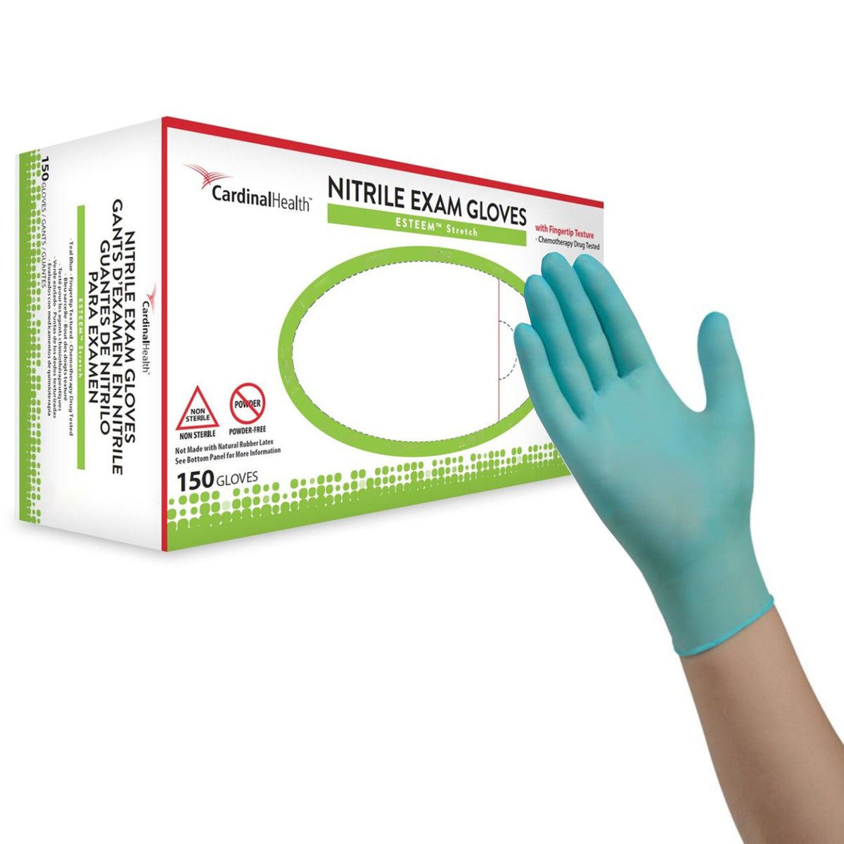 Esteem™ Stretch Nitrile Exam Glove, Large, Teal, BX/150