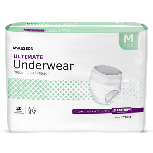 McKesson Ultimate Heavy Absorbency Incontinence Underwear, Medium, CS/80