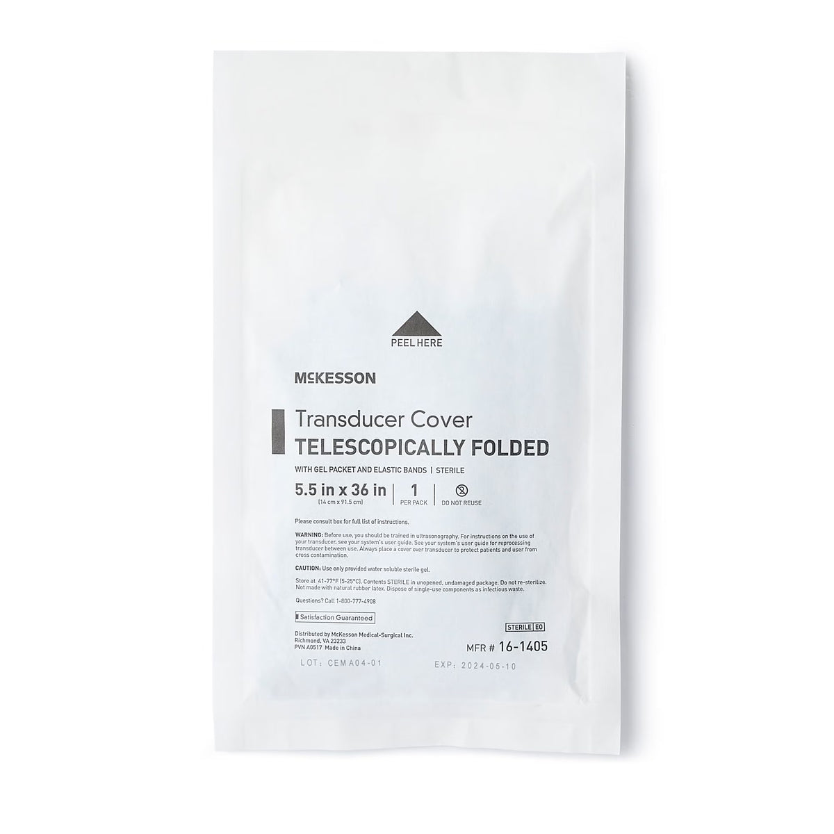 McKesson Telescopically Folded Transducer Cover, 5.5 x 36 Inch
