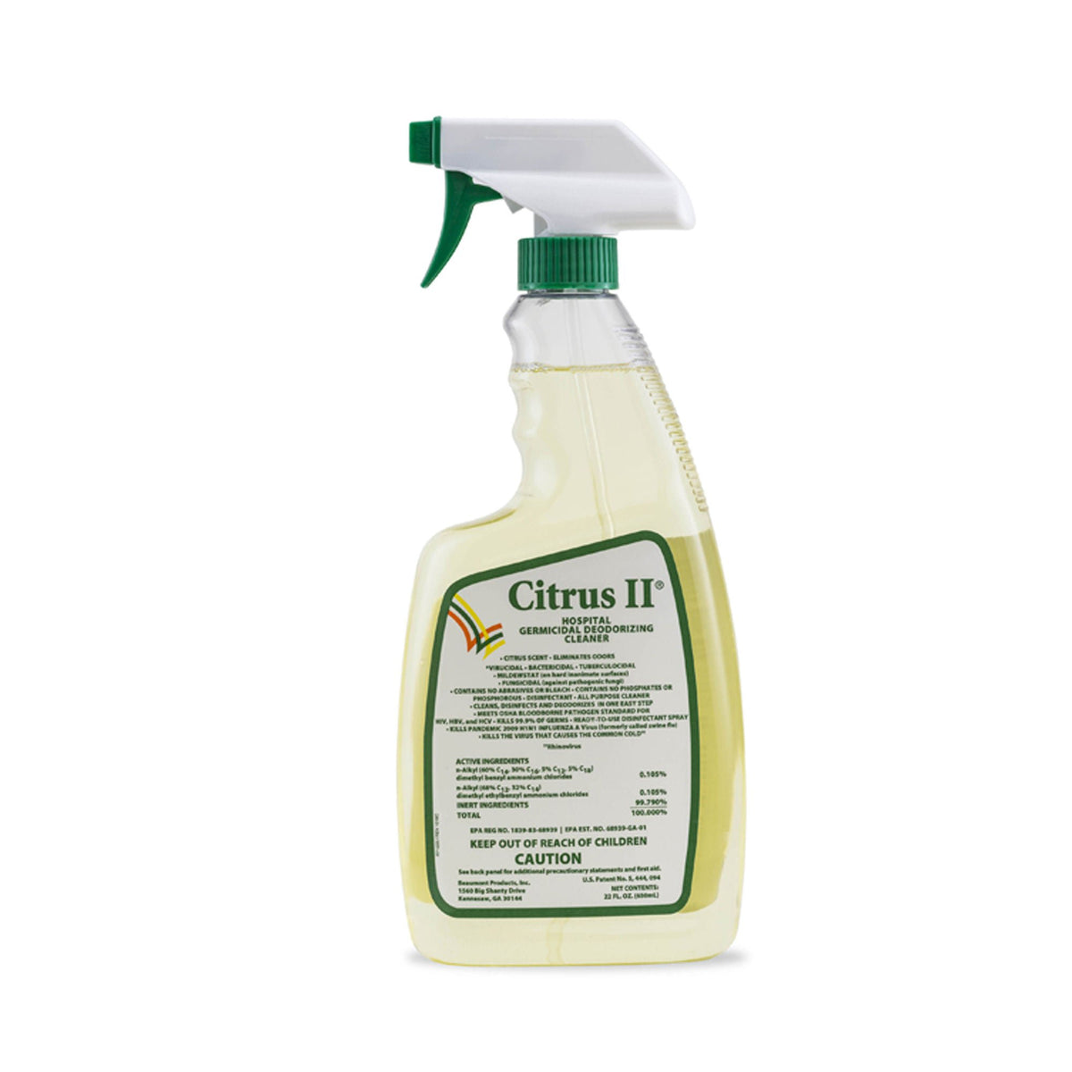 Citrus II® Hospiral Germicidal Deodorizing Cleaner, 22 oz. Spray Bottle, EA/1