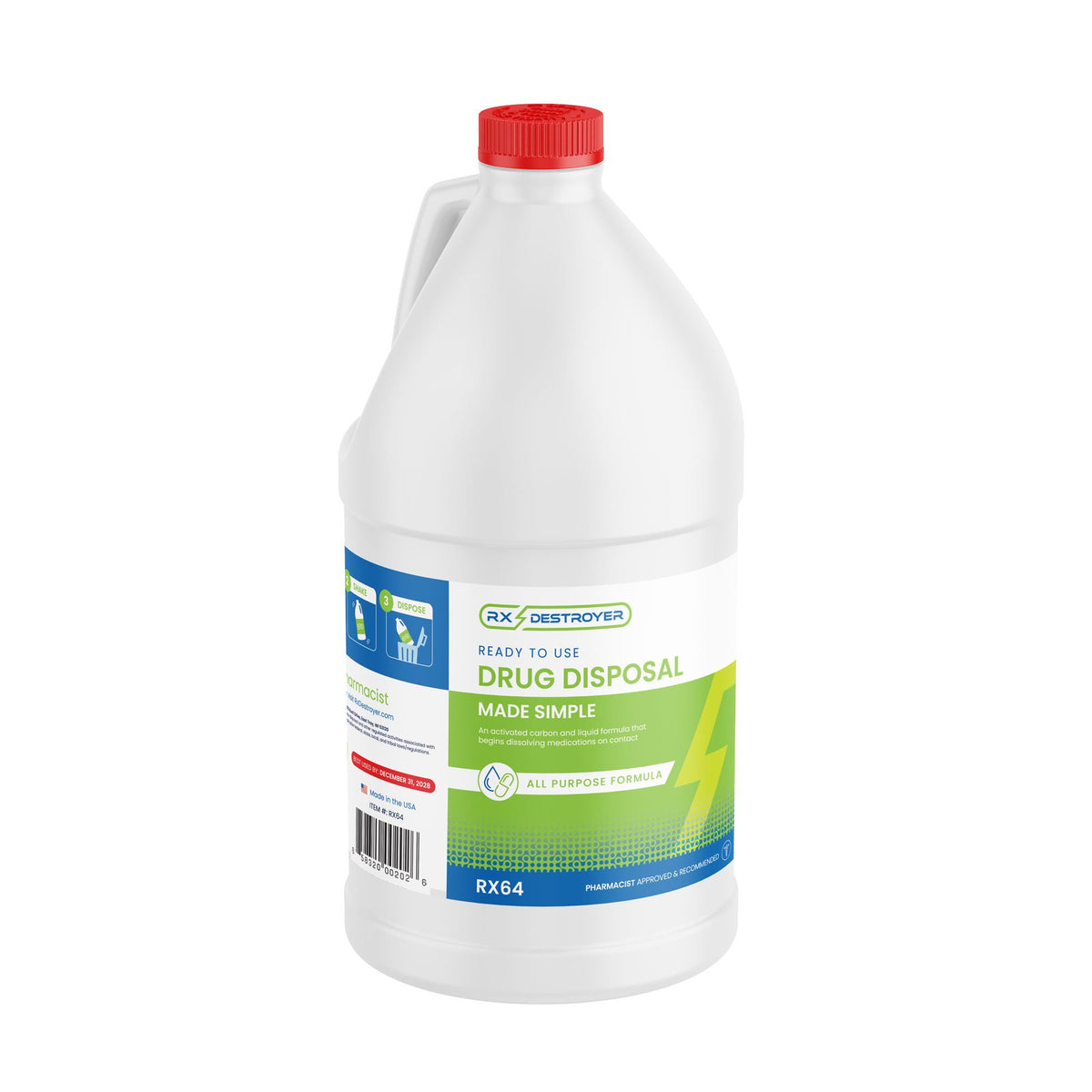 Rx Destroyer™ Pharmaceutical Disposal System, 64-ounce bottle, EA/1