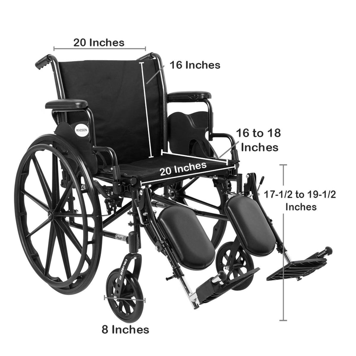 McKesson Lightweight Wheelchair, 20-Inch Seat Width