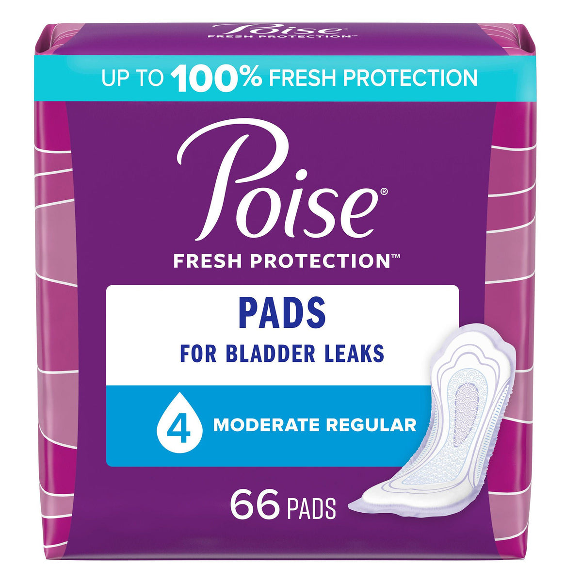 Poise® Moderate Absorbency Bladder Control Pad, Regular Length, CS/132