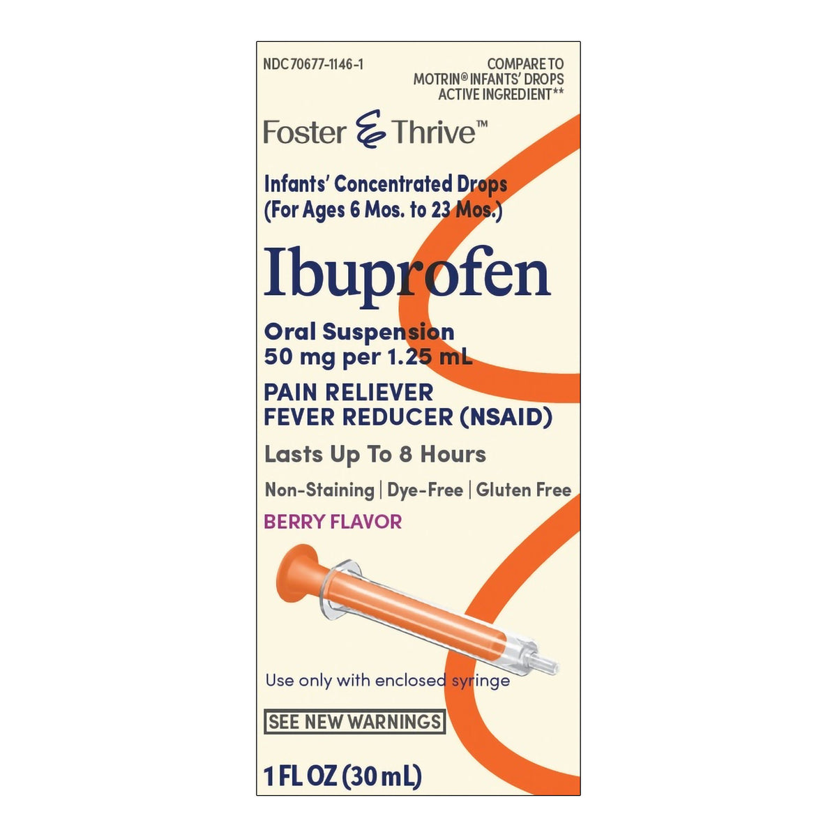 Foster & Thrive™ Ibuprofen 50 mg Per 1.25 mL Infants' Concentrated Drops Berry, EA/1