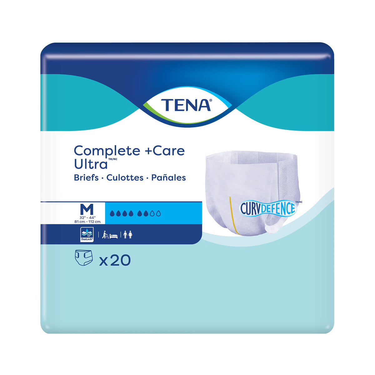 TENA Complete +Care Ultra™ Briefs with CurvDefence™, Medium, CS/80
