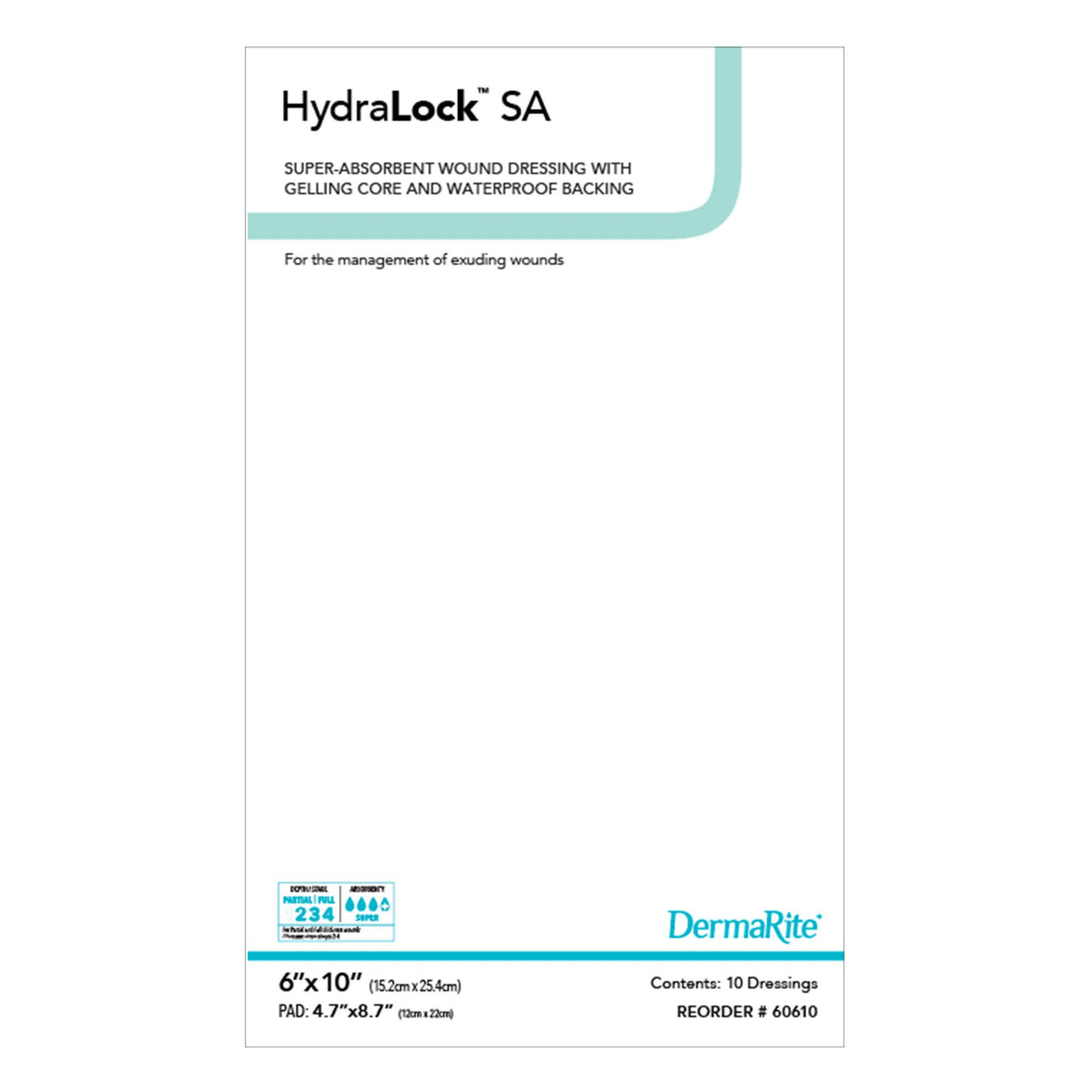 HydraLock™ Super Absorbent Dressing, 6 x 10 Inch, EA/1