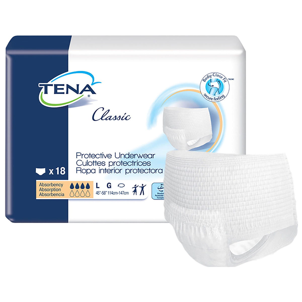 Tena® Classic Absorbent Underwear, Large, PK/18