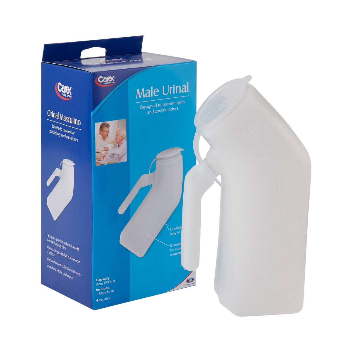 Carex® Male Urinal with Cover, EA/1