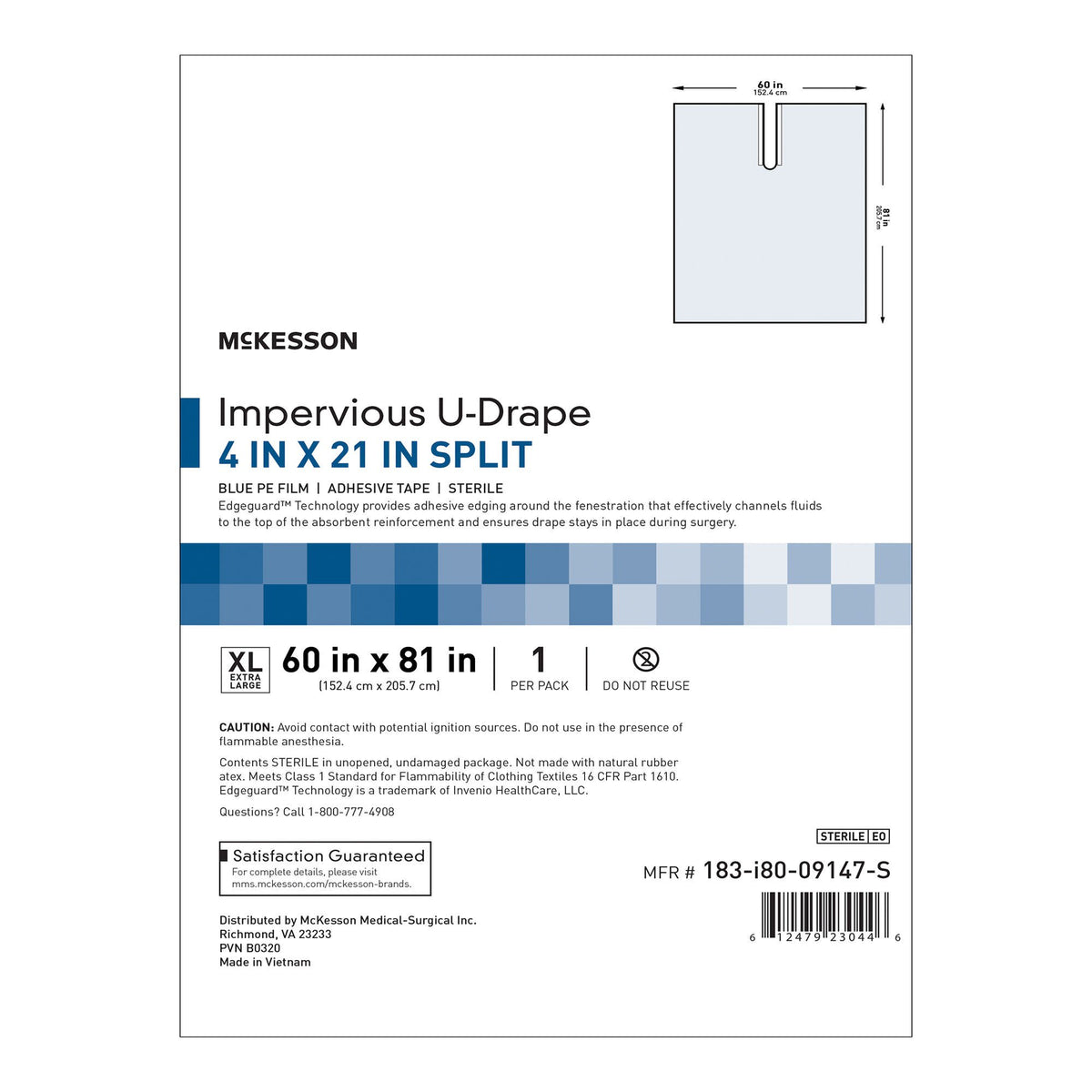 McKesson Sterile Impervious U-Drape, 60 x 81 Inch, PK/1