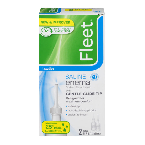 Fleet Enema, Ready-to-Use Saline Laxative, Twin Pack, 4.5 oz Bottles
