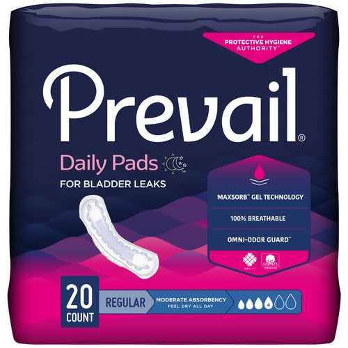 Prevail Bladder Control Moderate Pad White 9-1/4", PK/20