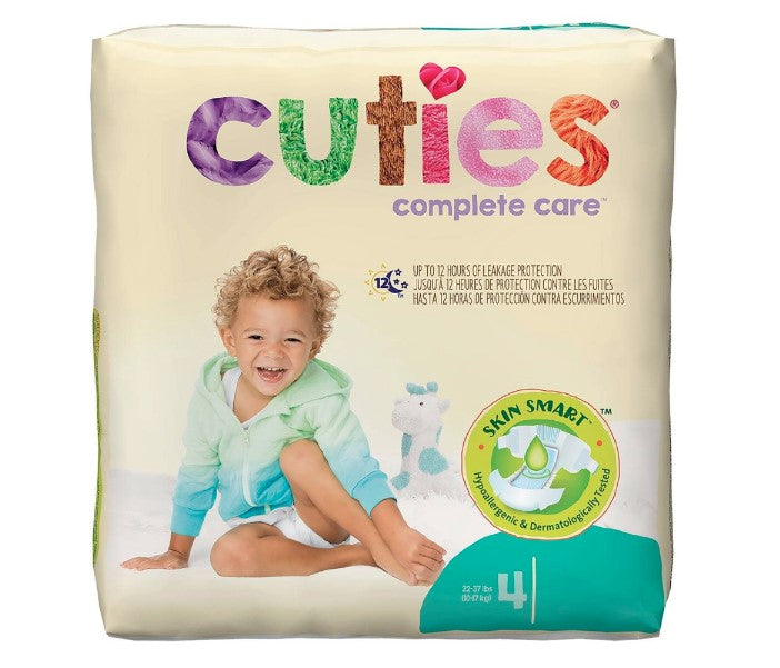 Cuties Complete Care Baby Diapers, White, Size 4, 22-37 lbs