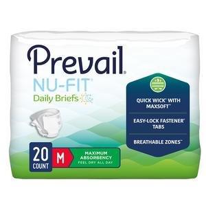 Prevail NU-FIT Maximum Absorbency Adult Briefs, Medium, PK/20