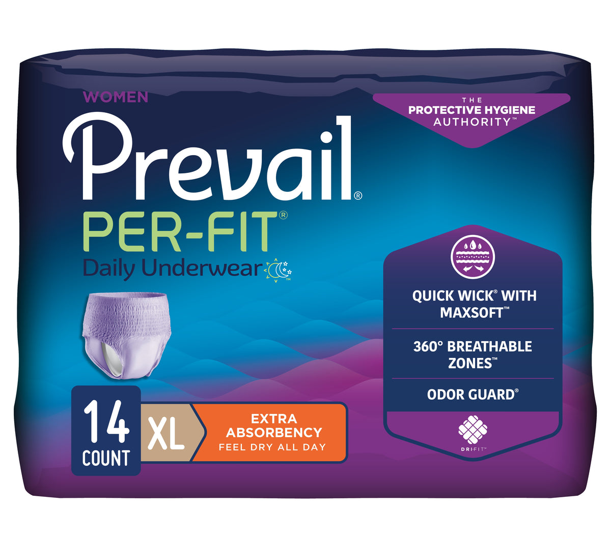 Prevail Per-Fit Protective Underwear for Women, X-Large, 58" - 68", PK/14