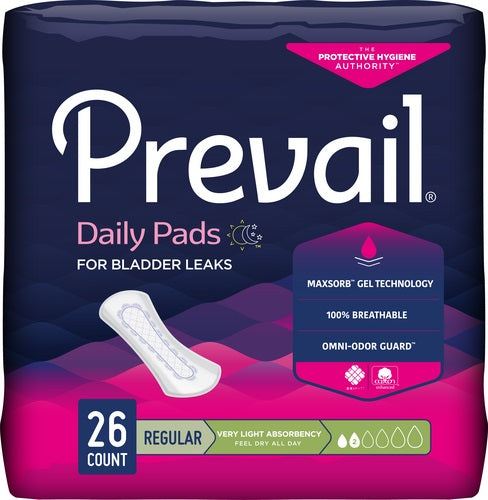 Prevail Bladder Control Pad, Very Light, 7.5", PK/26