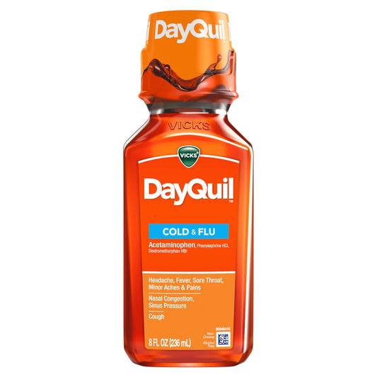 Vicks DayQuil Cold & Flu, Liquid Over-the-Counter Medicine, 8 oz