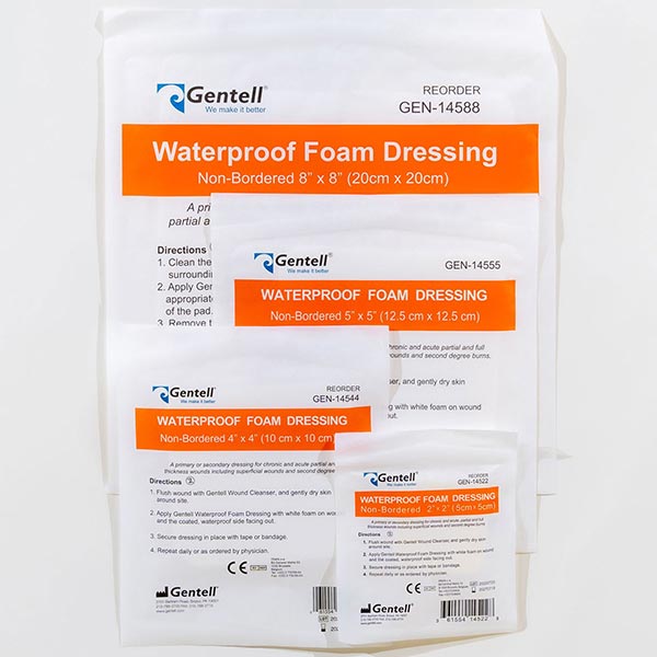Gentell Waterproof Foam Non-Bordered Dressing, 5" x 5"