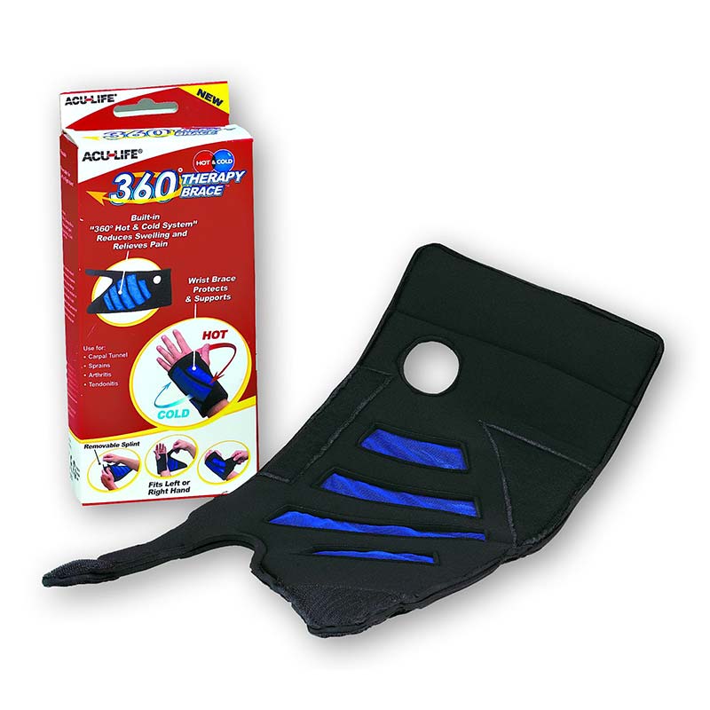 360 Cold Therapy Wrist Brace, Black, Universal