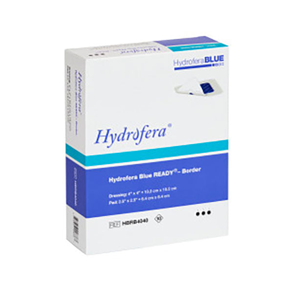 Hydrofera Blue Ready Border Antibacterial Foam Dressing with Silicone Border, 4" x 4"