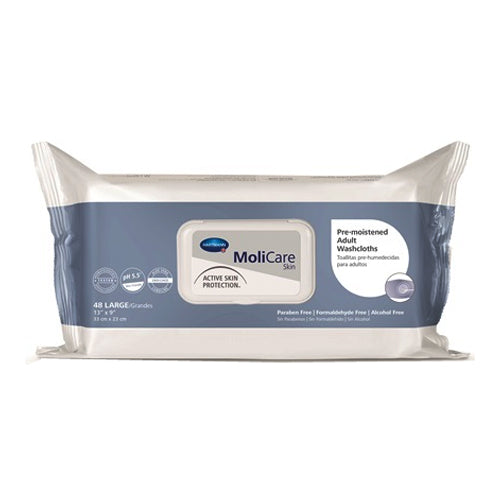 MoliCare Skin Pre-Moistened Adult Washcloth 9" x 13", PK/48