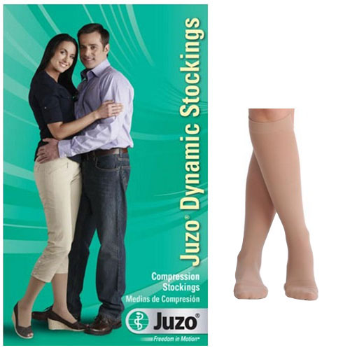 Juzo Dynamic Knee-High, 30-40, Full Foot, Beige, Size 4