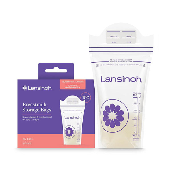 Lansinoh Breastmilk Storage Bags, Flat Pack, 100 ct