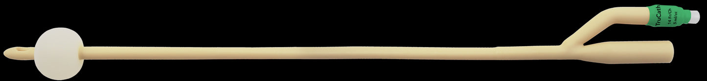 TruCath Silicone-Elastomer Coated Latex Foley Catheter, 2-Way, 14 Fr, 5 mL Balloon