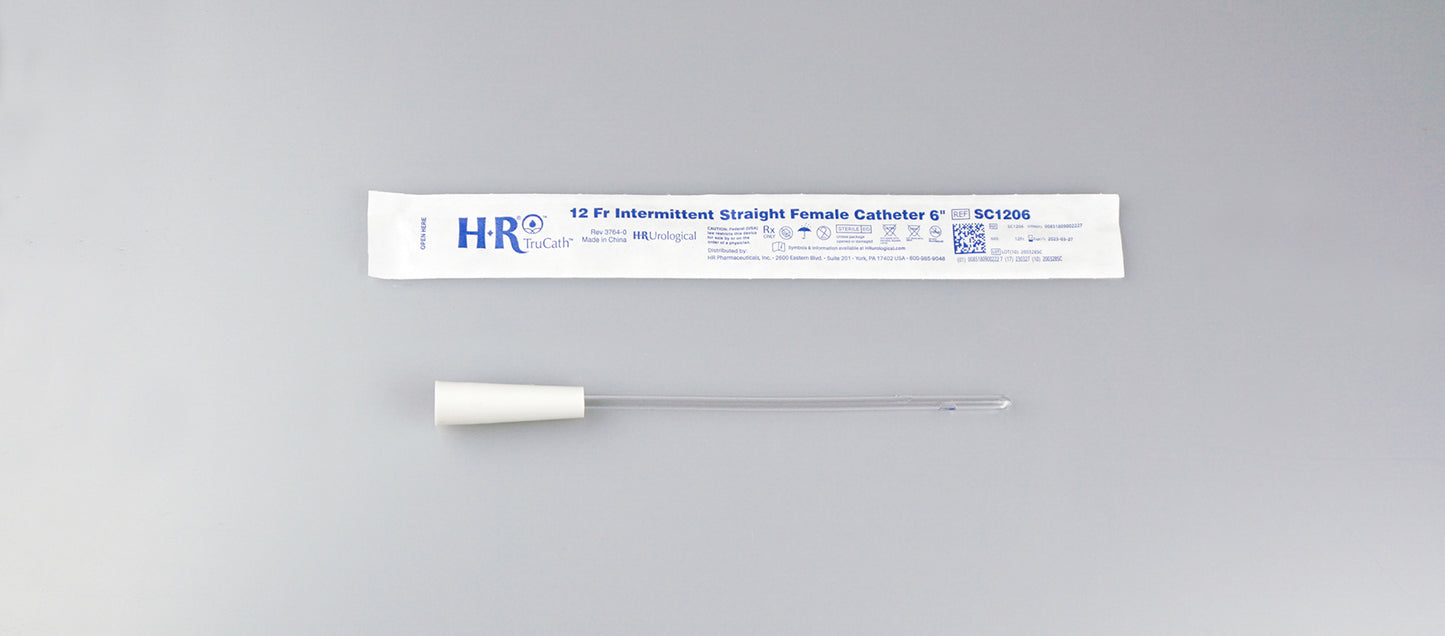 TruCath Intermittent Straight Catheter, Female, 12FR, 6"