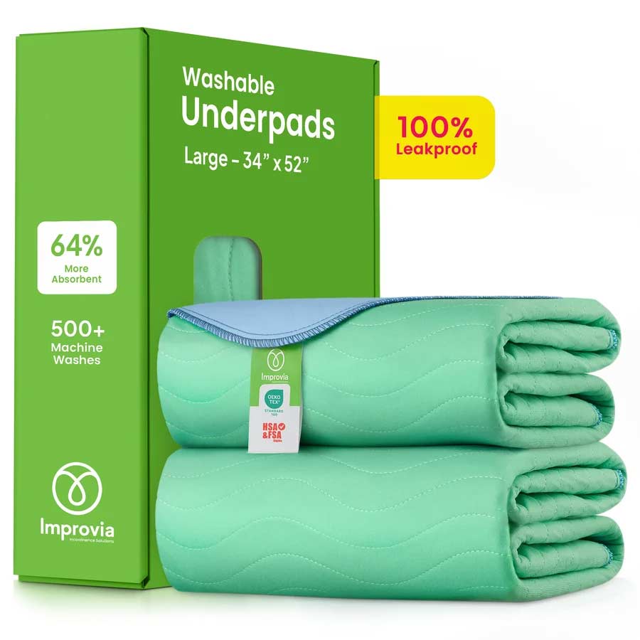 Improvia Washable Re-Usable Bedwetting Incontinence Underpad, Heavy Absorbency, Large, 34" x 52"