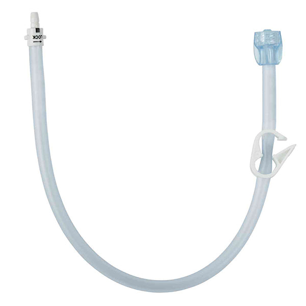 MIC-KEY Single Port Extension Set with ENFit Connector, SECUR-LOK Right Angle Connector and Bolus ENFit Connector and Clamp, 30 cm