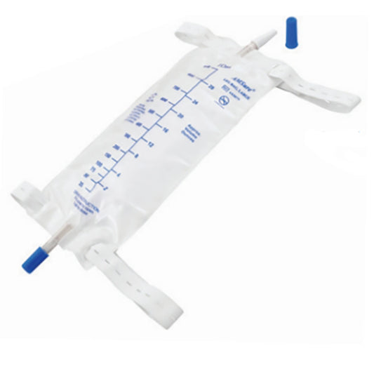 AMSure Urinary Leg Bag with Push-Pull Valve and Straps, 900 mL