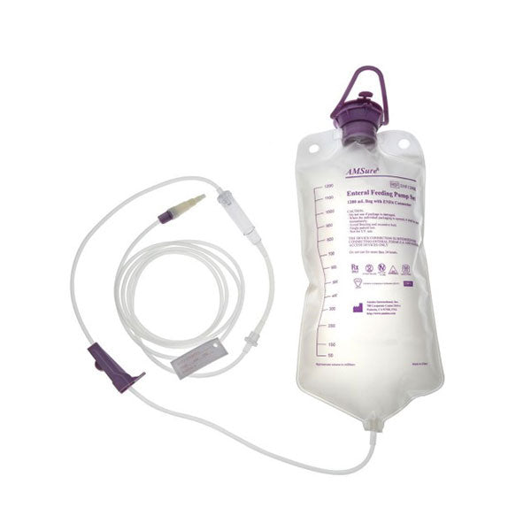 AMSure Enteral Feeding Bag Pump Set with ENFit & Transition Connectors, 1200 mL, EA/1