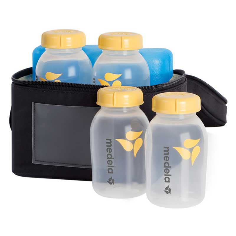 Medela Breastmilk Cooler Set, 5 oz. Breastmilk Bottles with Lids