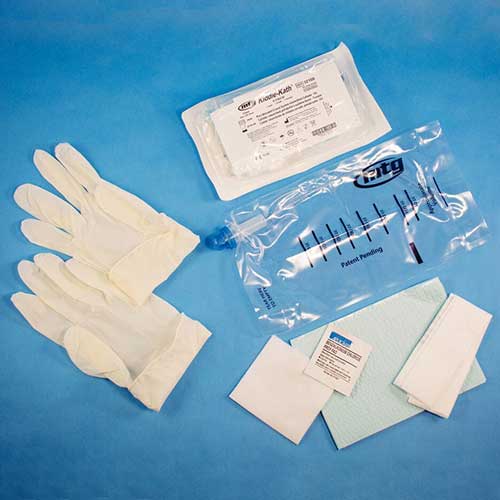 EZ-Advancer Closed System Intermittent Pediatric Catheter, Pocket-Size Kit, 8 Fr, 10" Length, 700 mL Collection Bag, Gloves, Underpad, Gauze, Privacy/Disposal Bag, BZK Swab/Wipe