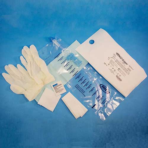 EZ-Gripper Closed System Intermittent Catheter, Standard-Size Kit, 14 Fr, 16" Length, 1500 mL Collection Bag, Gloves, Underpad, Gauze, Privacy/Disposal Bag, BZK Swab/Wipe