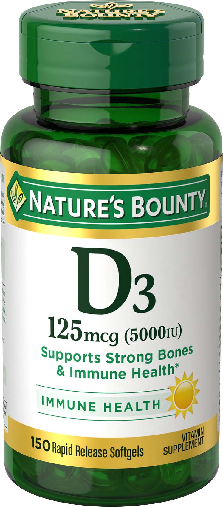 Nature's Bounty Vitamin D Soft Gel, 5000IU, 150 ct