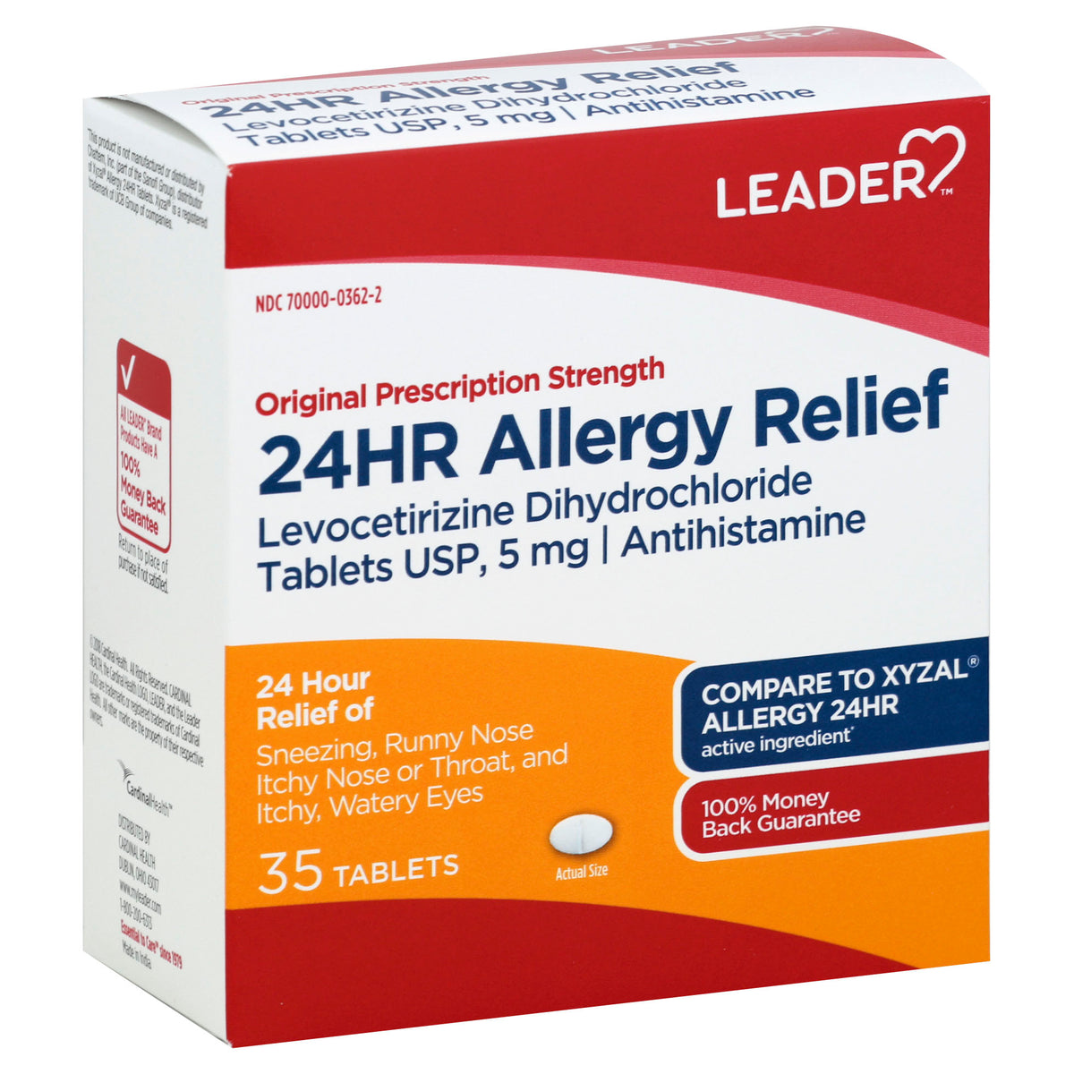 Leader Allergy Relief 24 Hour, 5Mg Tablets, 35 ct
