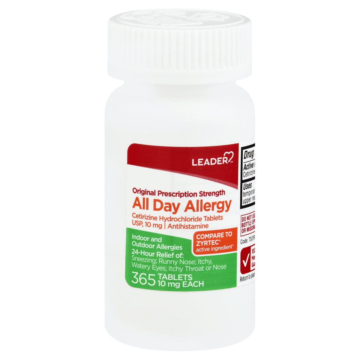 Leader All Day Allergy Cetirizine Hydrochloride, 10mg Tablets, 365 ct