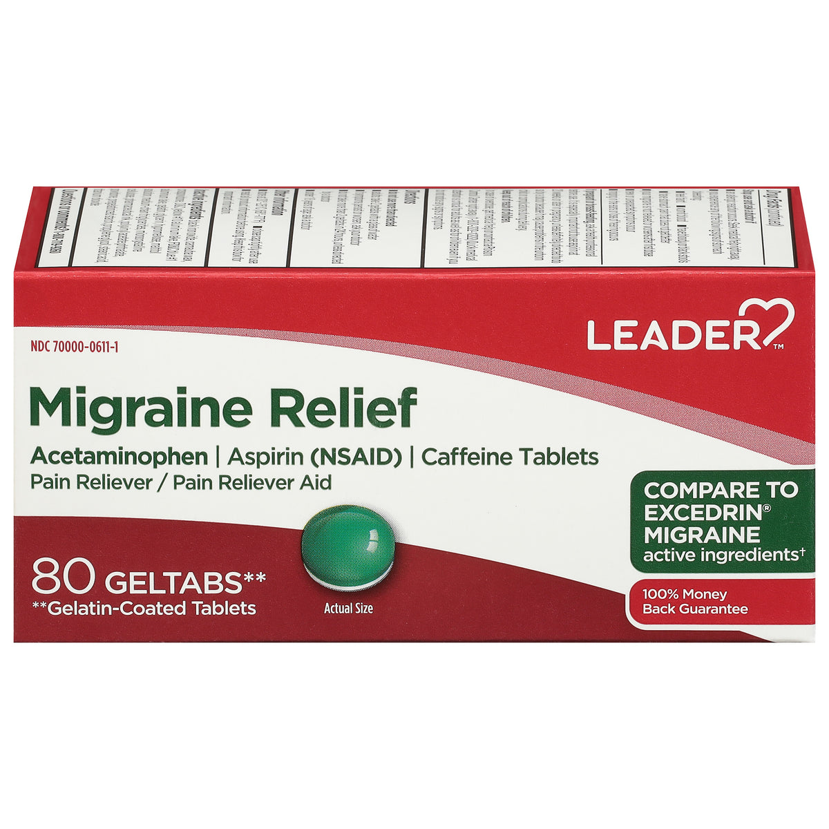 Leader Migraine Relief Geltabs, 80 ct (Compare To Excedrin Migraine)