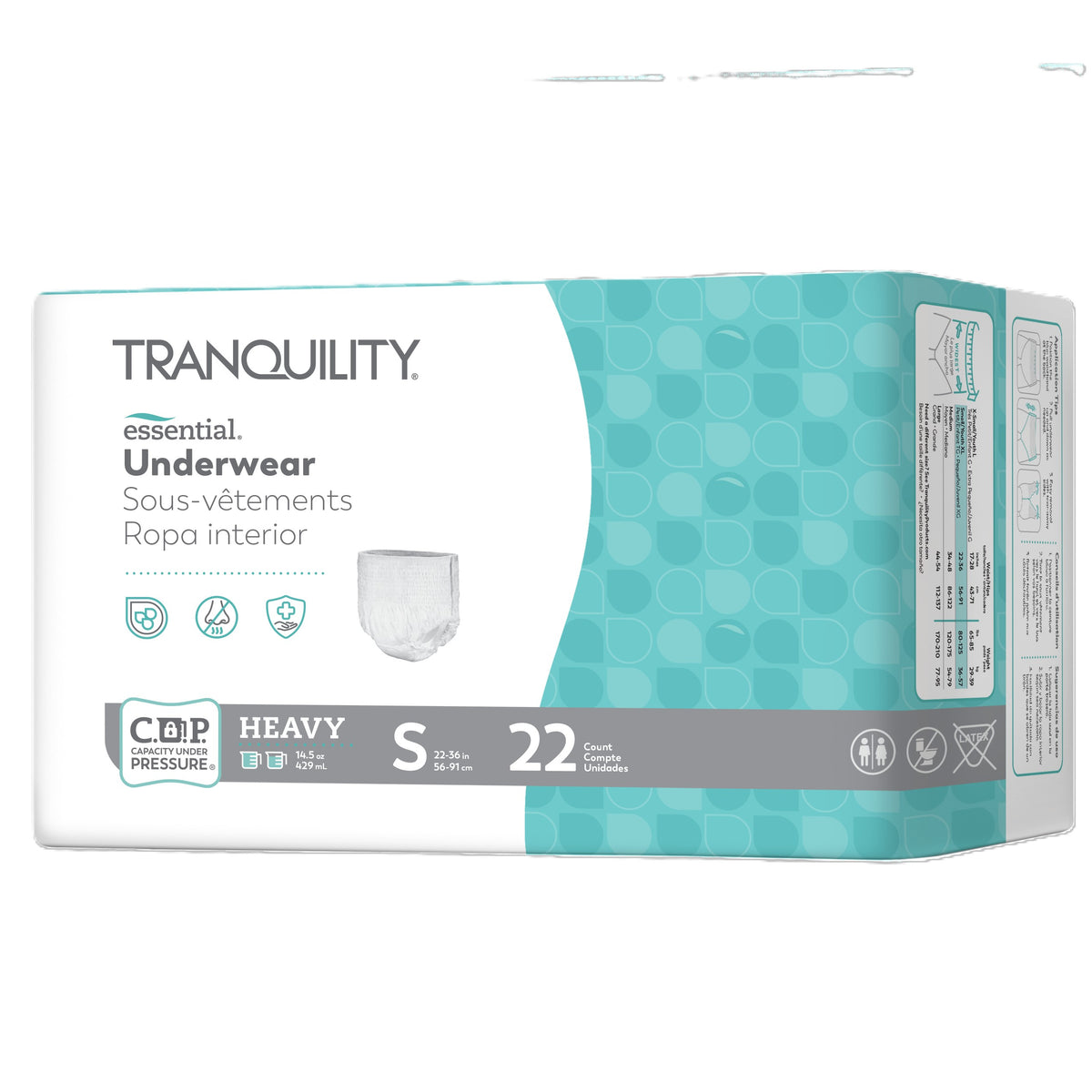 Tranquility Essential Underwear - Heavy, Small/Youth X-Large, 22" - 36", 80 - 125 lbs, PK/22