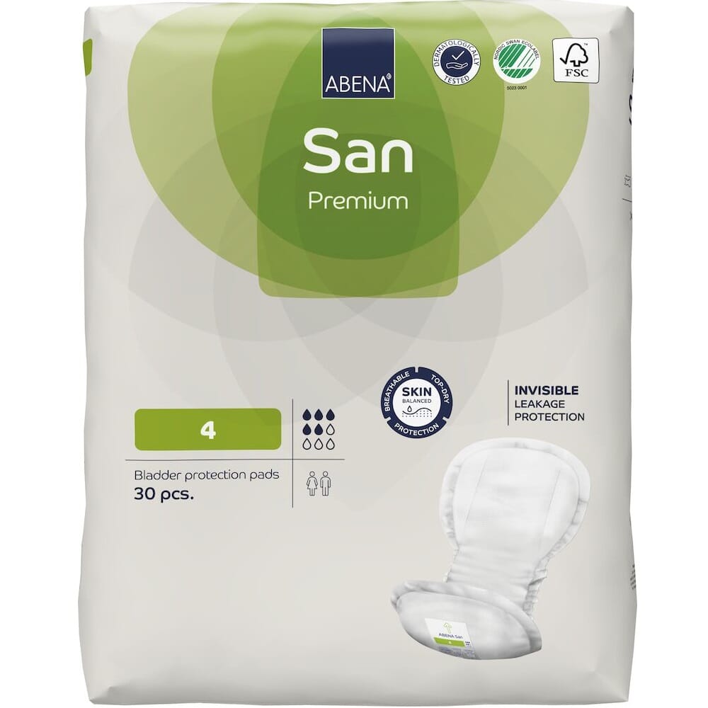 Abena San 4, Premium Incontinence Bladder Control Pad, 17" x 8" - REPLACES: RB9271
