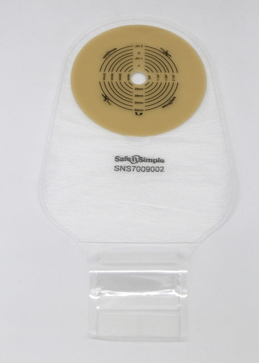 Safe N Simple 9" Drainable, One Piece Pouch, Standard Wear, Cut to Fit, Transparent, with Velcro Closure