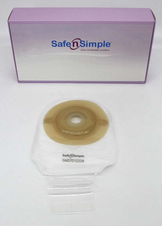 Safe N Simple 12" Drainable, One Piece Pouch, Extended Wear, Convex, Transparent, 7/8" Pre Cut Stoma Opening, with Velcro Closure and Belt Tabs