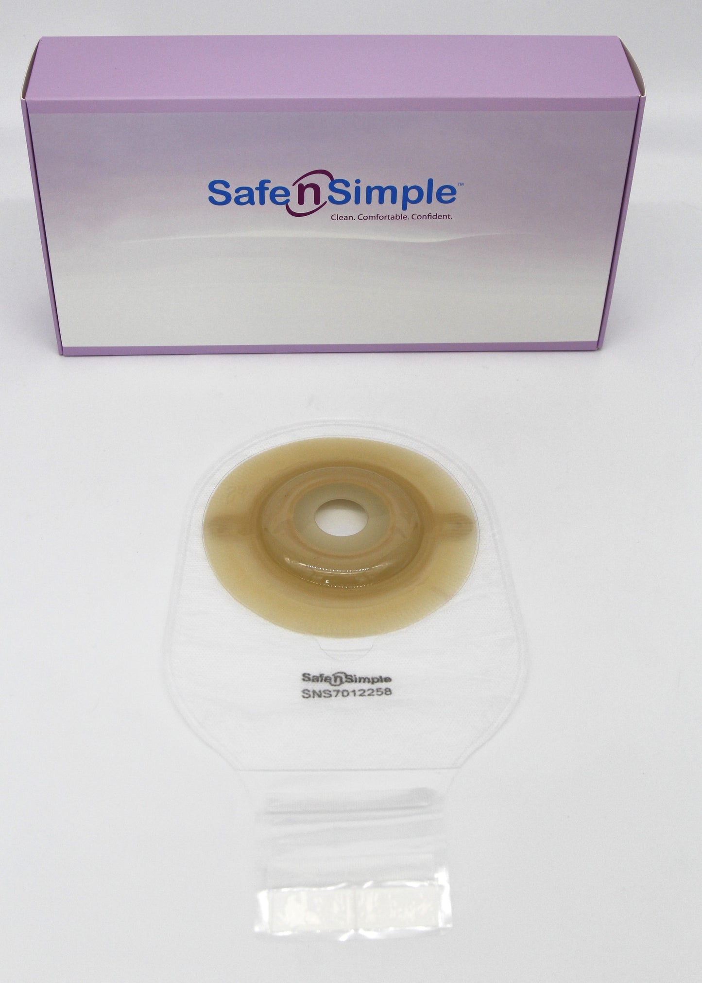 Safe N Simple 12" Drainable, One Piece Pouch, Extended Wear, Convex, Transparent, 1" Pre Cut Stoma Opening, with Velcro Closure and Belt Tabs