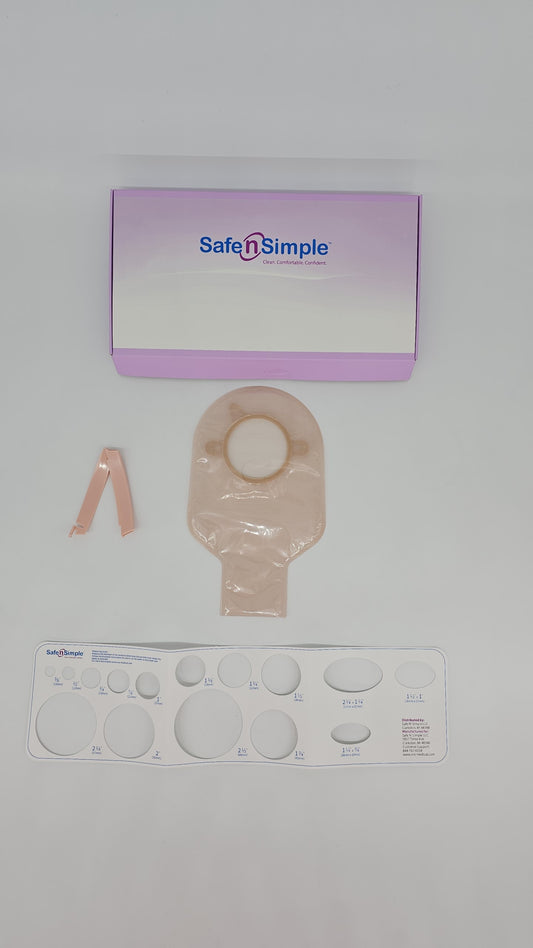 Safe N Simple LLC 9" Drainable 2-Piece Pouch, Beige, 57mm, 2-1/4" Flange, With Belt Tabs, and One Curved Tail Closure