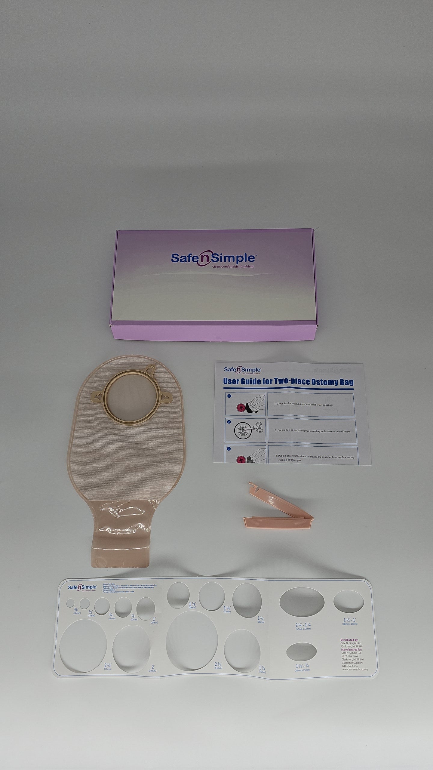 Safe N Simple LLC 12" Drainable 2-Piece Pouch, Beige, 70mm, 2-3/4" Flange, With Belt Tabs, and One Curved Tail Closure