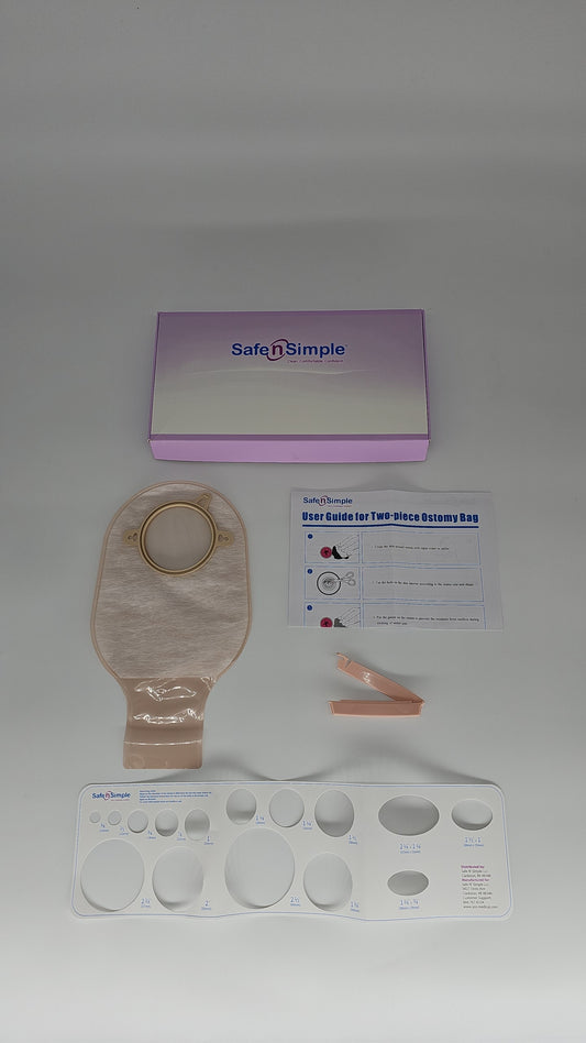 Safe N Simple LLC 12" Drainable 2-Piece Pouch, Beige, 70mm, 2-3/4" Flange, With Belt Tabs, and One Curved Tail Closure