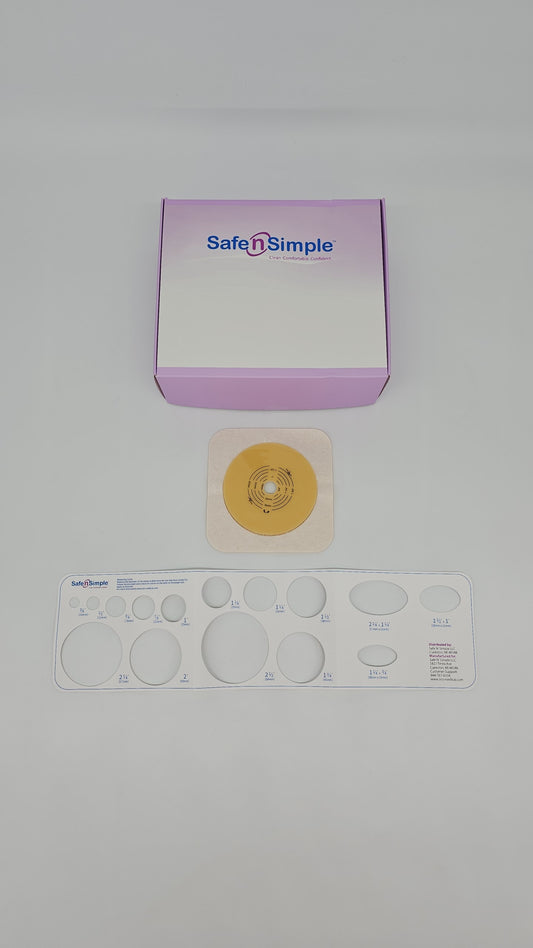 Safe N Simple 5" x 5" 2-Piece Wafer, Standard Wear, Tape Collar, Beige, 57mm, 2-1/4" Flange Cut-to-Fit